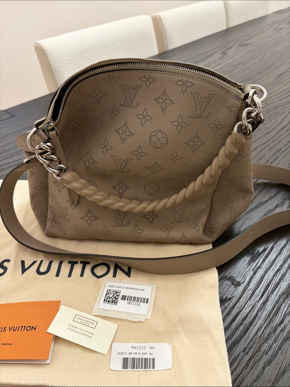 Louis Vuitton Taupe Babylone Mahina Braided-Handle Shoulder Bag
